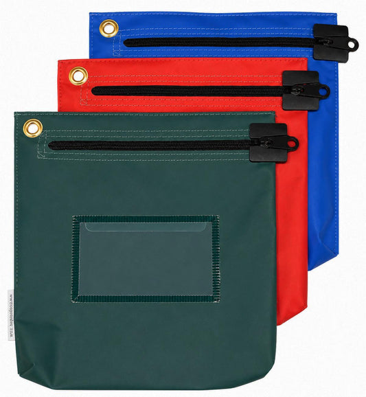 Bagmasters Medium PVC Locking Cash Deposit Bag, Water-Resistant Money Bag with Sewlock & ID Window