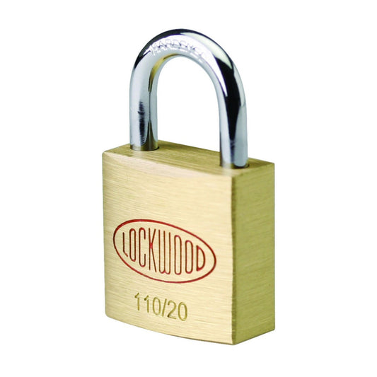 Lockwood 110/20 20mm Small Solid Brass Keyed Padlock with Chrome Plated Hardened Steel Shackle - BagMasters Australia