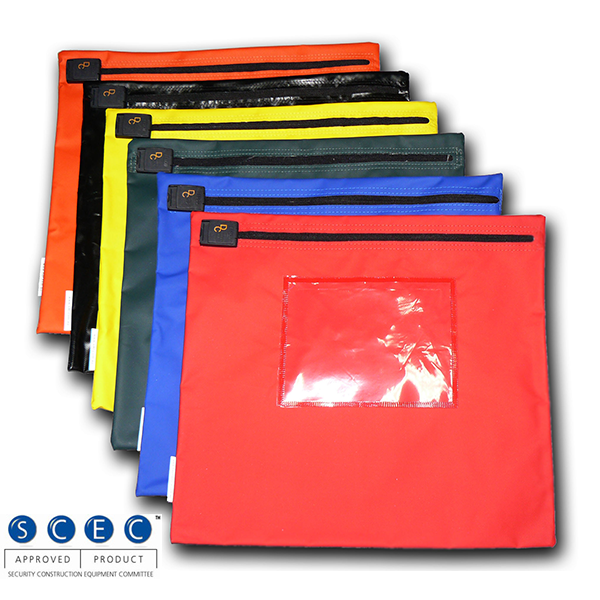 Large security satchels with Tebco DC tamper-evident lock in several colours