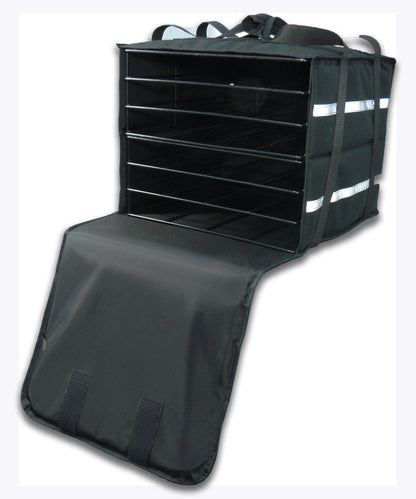 Pizza Bag to fit 6 Pizzas. Black with Reflector Tapes - BagMasters Australia