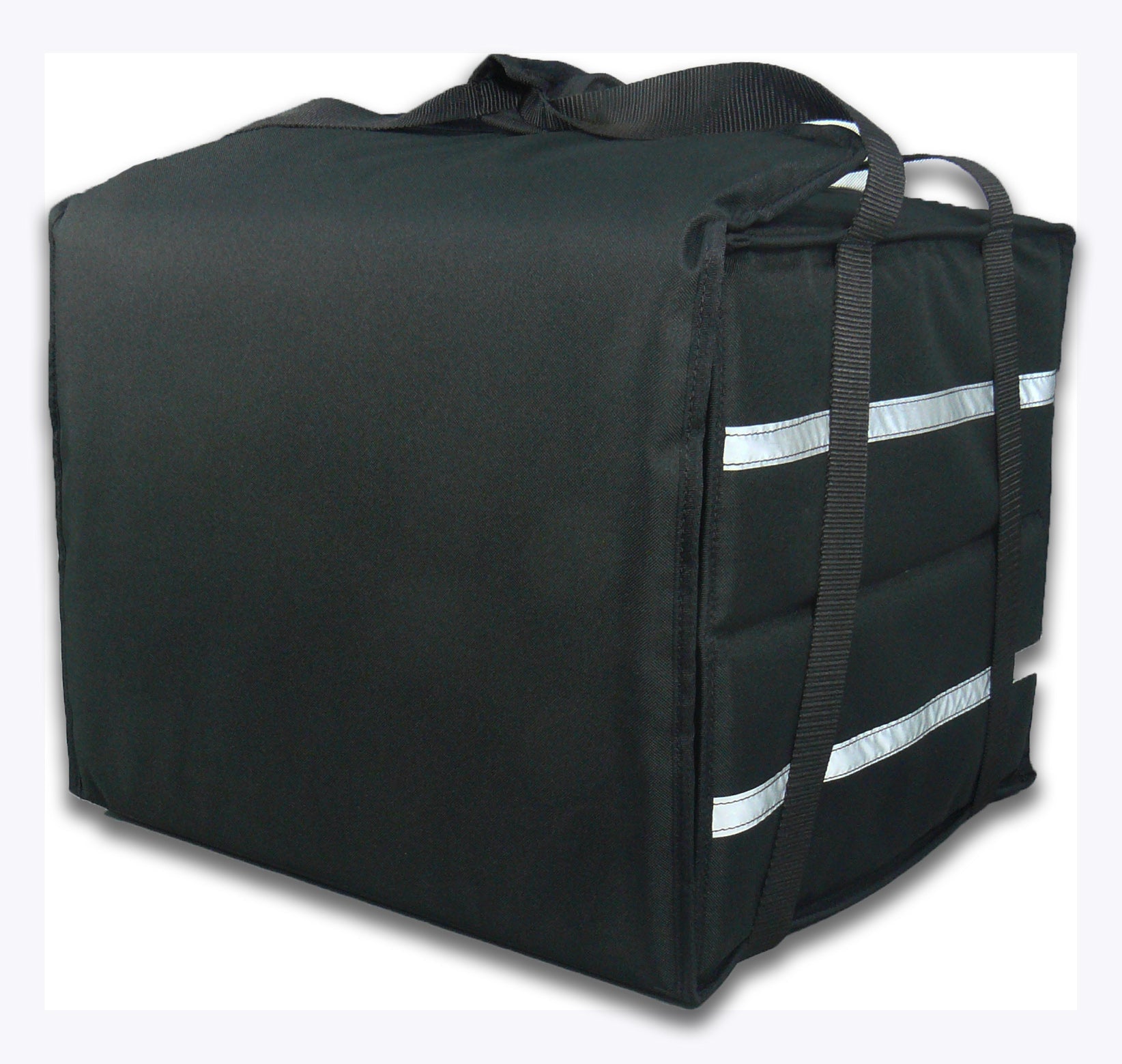 Pizza Bag to fit 6 Pizzas. Black with Reflector Tapes - BagMasters Australia