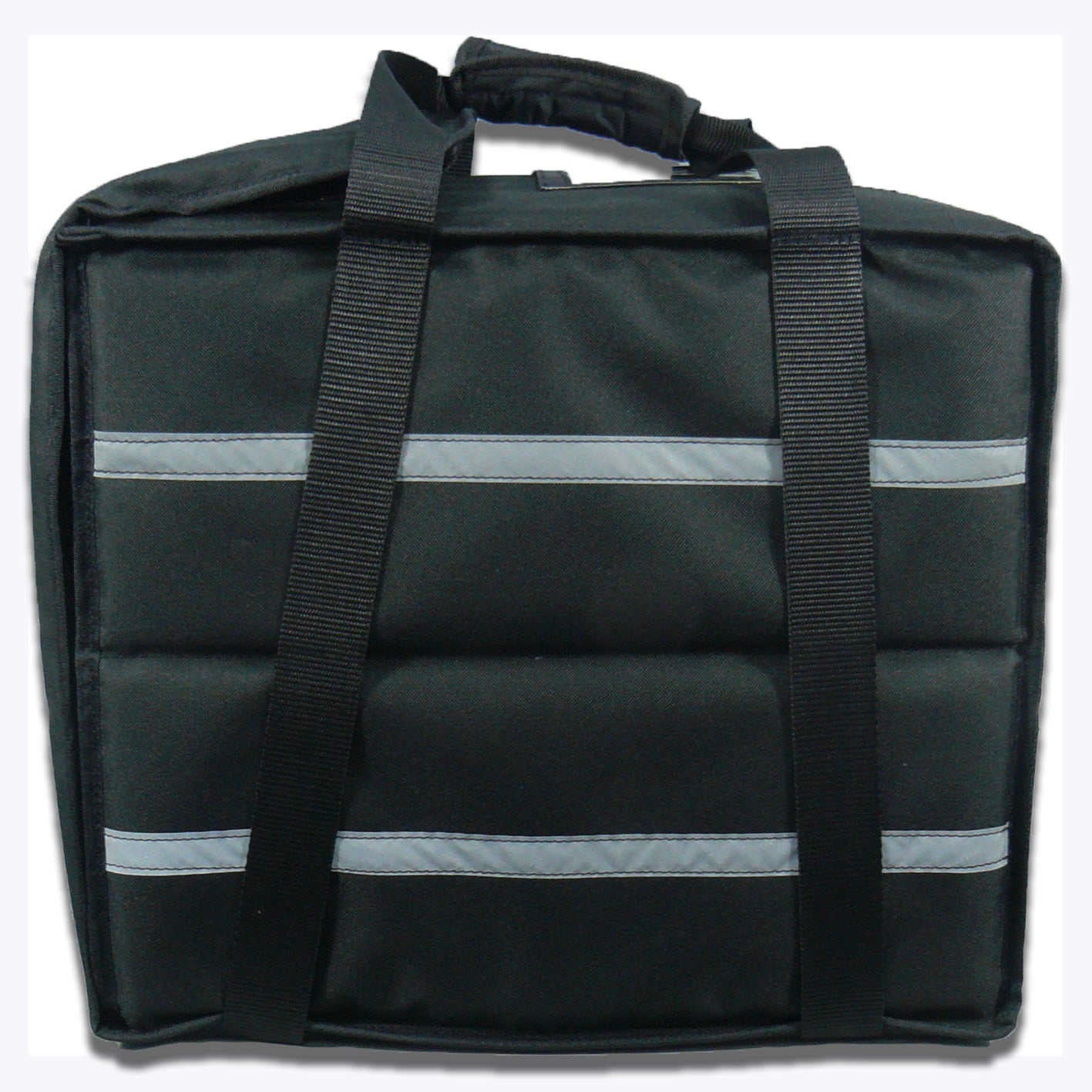 Pizza Bag to fit 6 Pizzas. Black with Reflector Tapes - BagMasters Australia