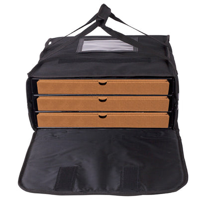 3 Box Pizza Bag (black with reflector tape)  Australian Manufactured - BagMasters Australia