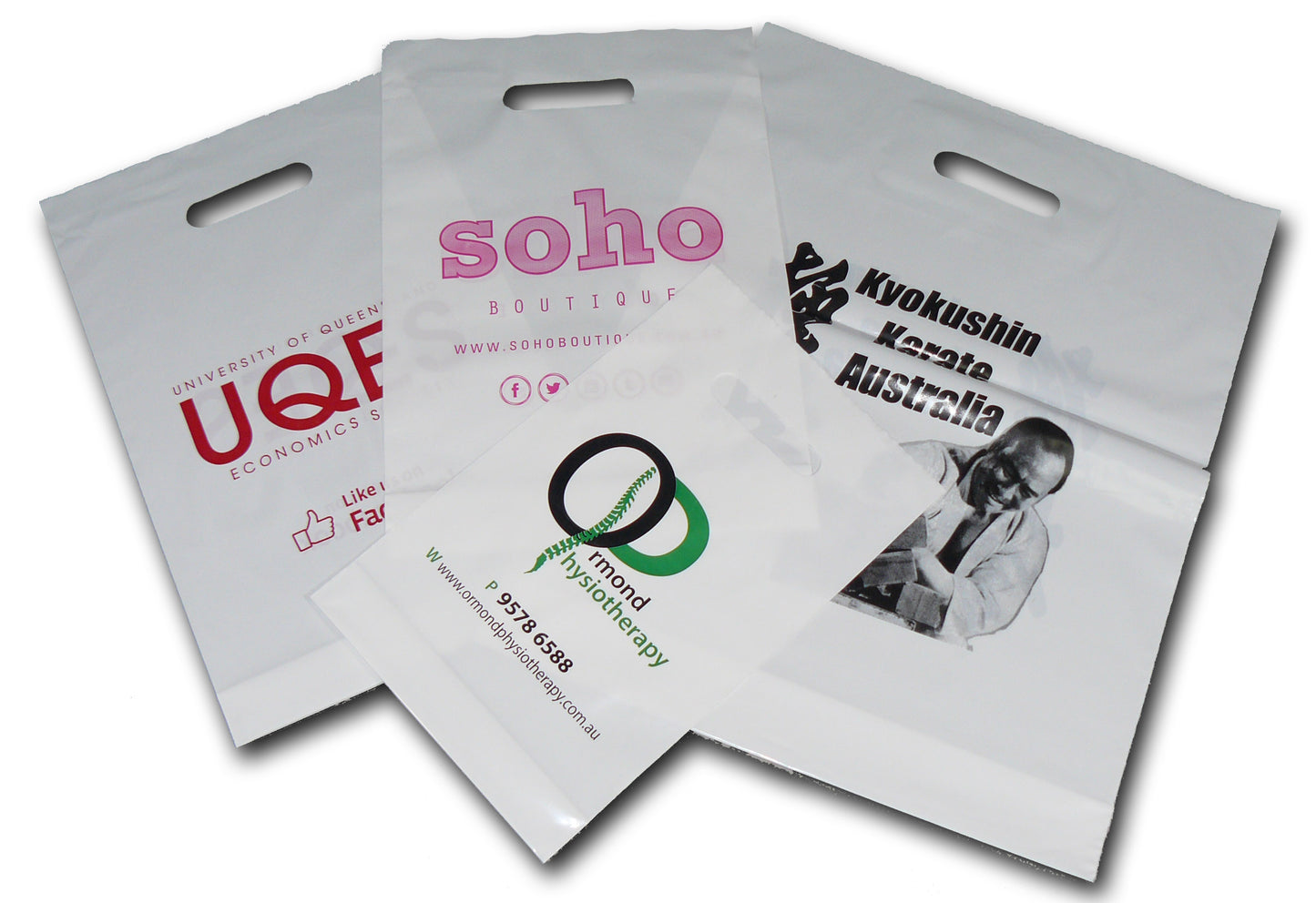 Plastic shopping bags with gusset white - 50um - BagMasters Australia