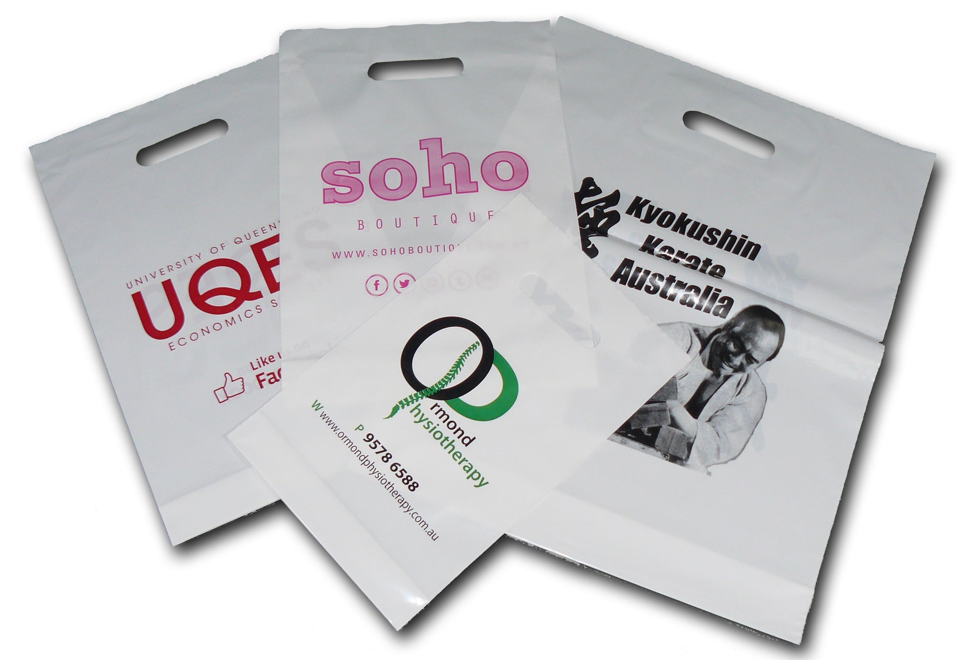 Plastic shopping bags with gusset white - 50um - BagMasters Australia